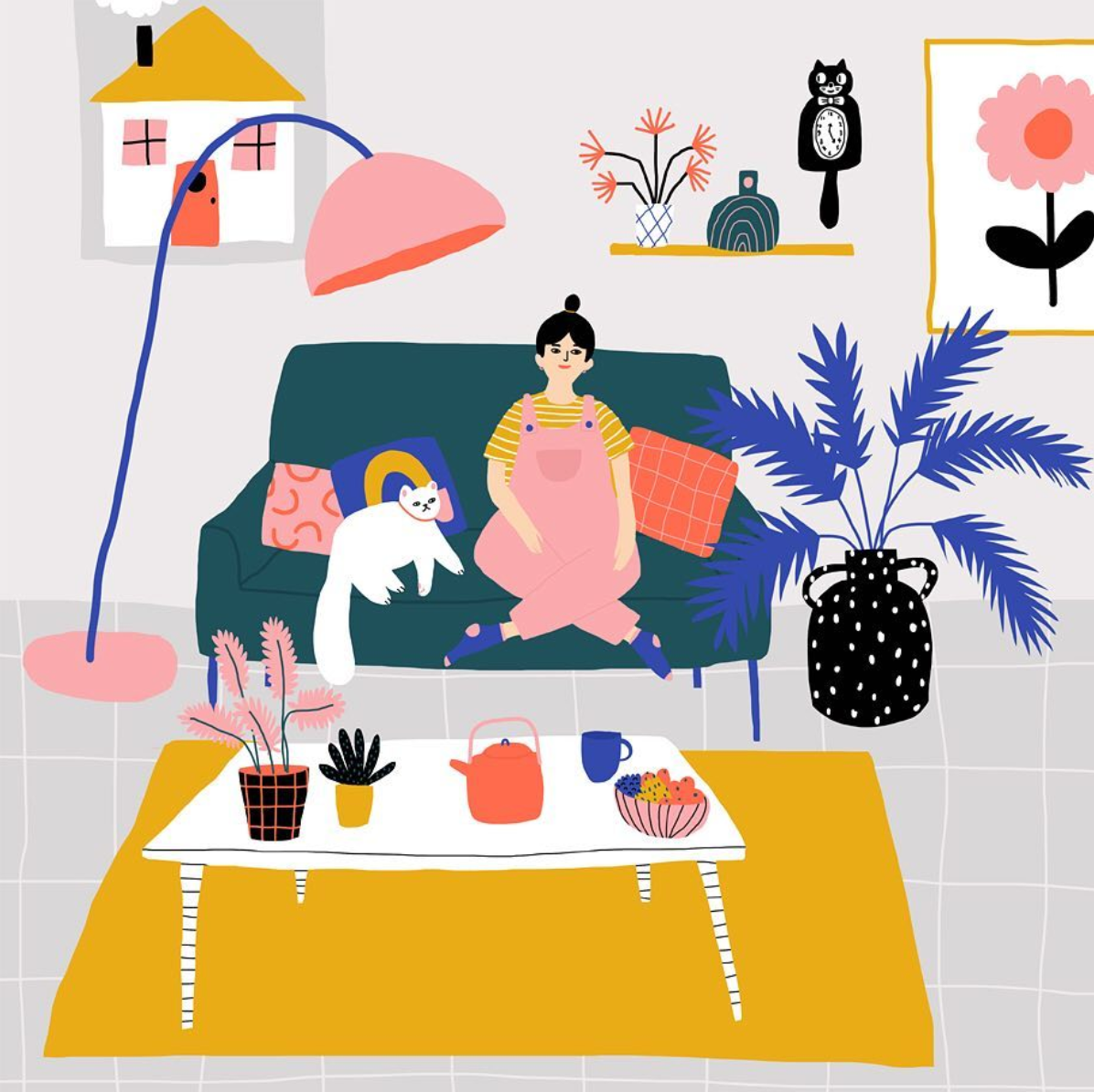 Jennifer Bouron balances colour, contrast and cats with ease.