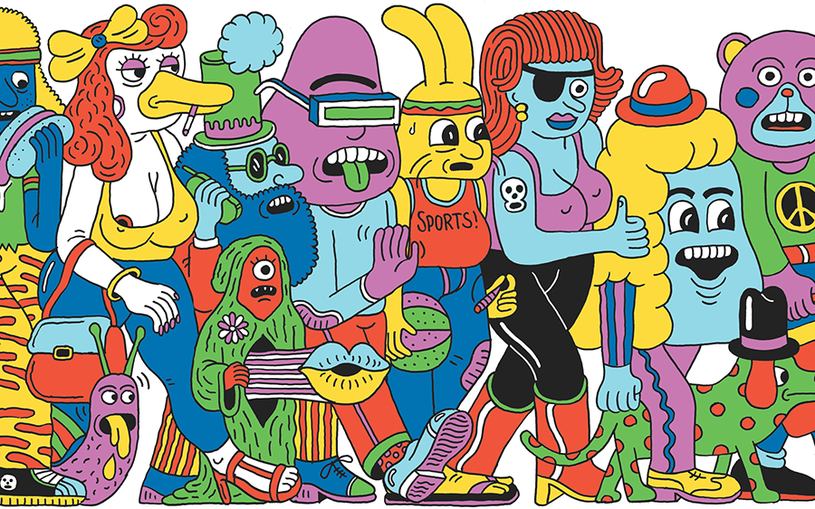 Cheeky characters and bulk colour from artist Andy Rementer
