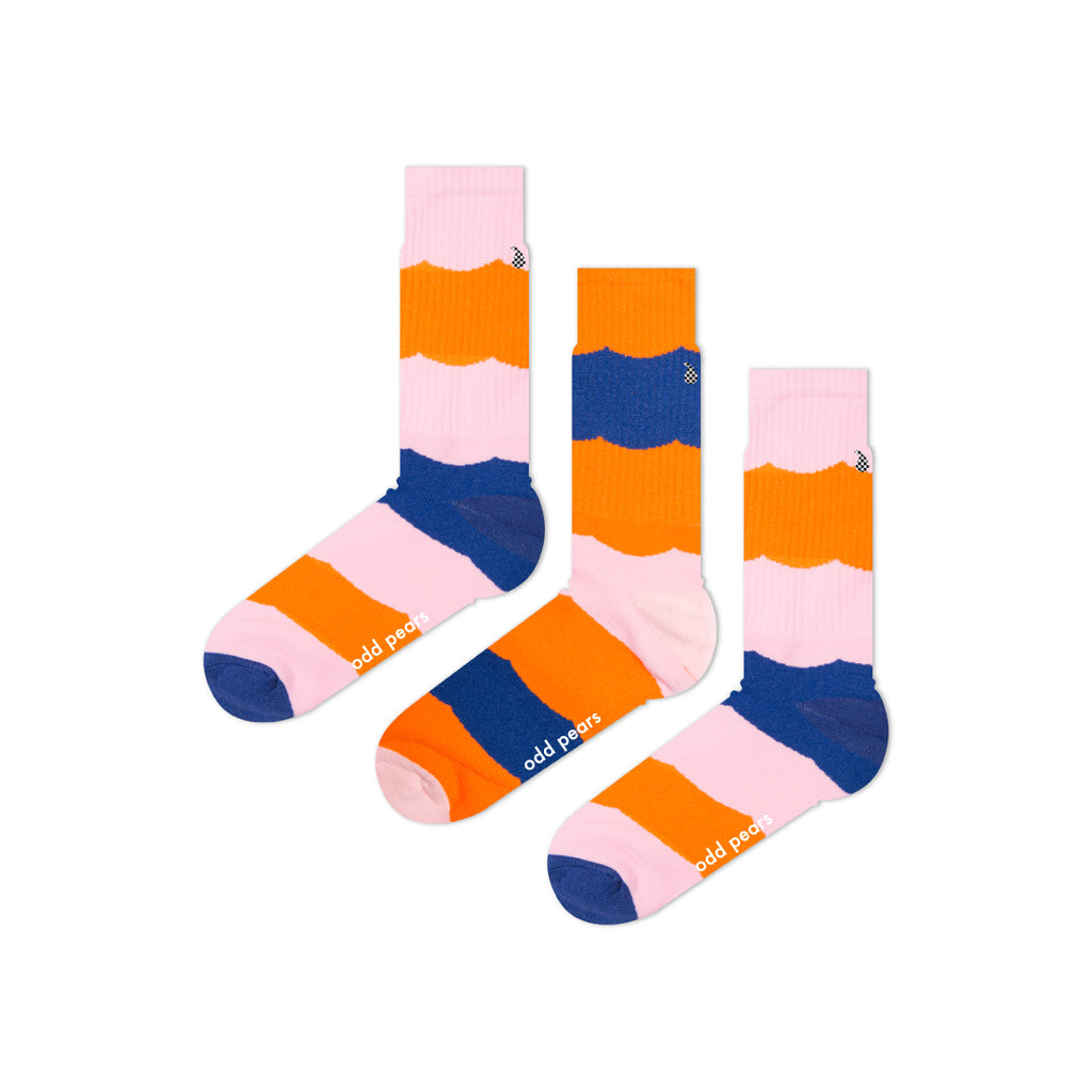 athletic pink blue and orange socks